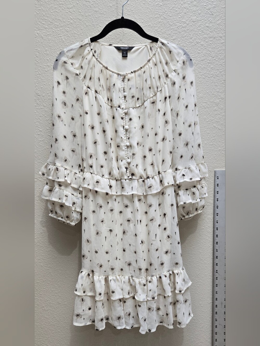 Simply Vera Vera Wang Cream Floral Ruffle Dress